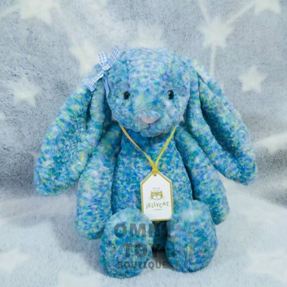 Jellycat Bashful Luxe Bunny Azure MEDIUM Blue Soft Plush Toy Gift - Picture 1 of 6